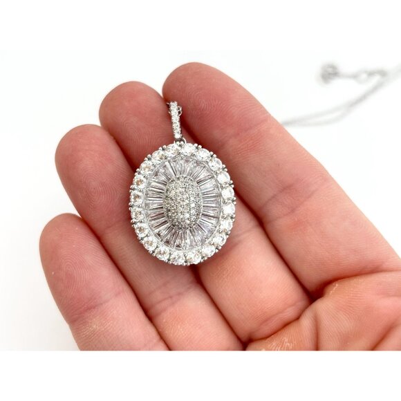 Stunning Art Deco Inspired Sterling Silver 925 Vintage Pendant Necklace - 18" - Picture 11 of 16